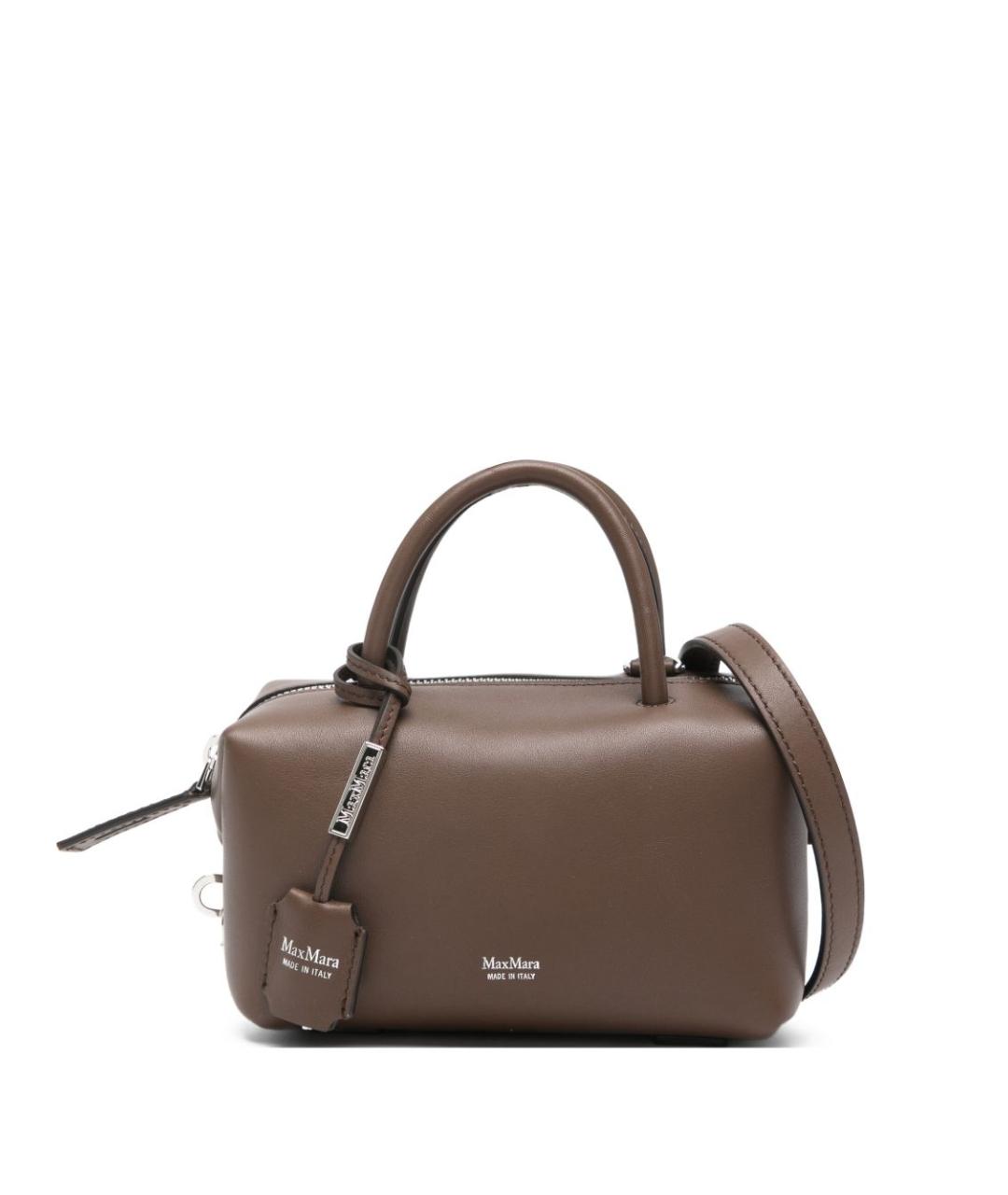 MAX MARA Коричневая кожаная сумка с короткими ручками, фото 1