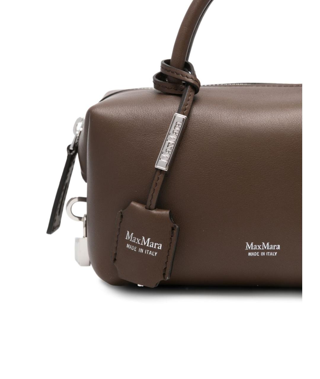 MAX MARA Коричневая кожаная сумка с короткими ручками, фото 5