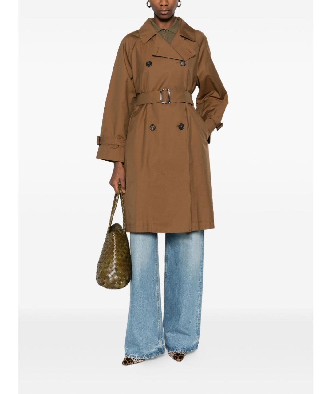 MAX MARA Коричневый хлопковый тренч/плащ, фото 3