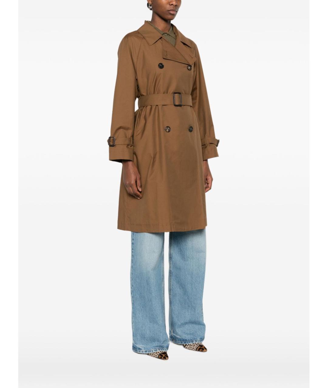MAX MARA Коричневый хлопковый тренч/плащ, фото 2
