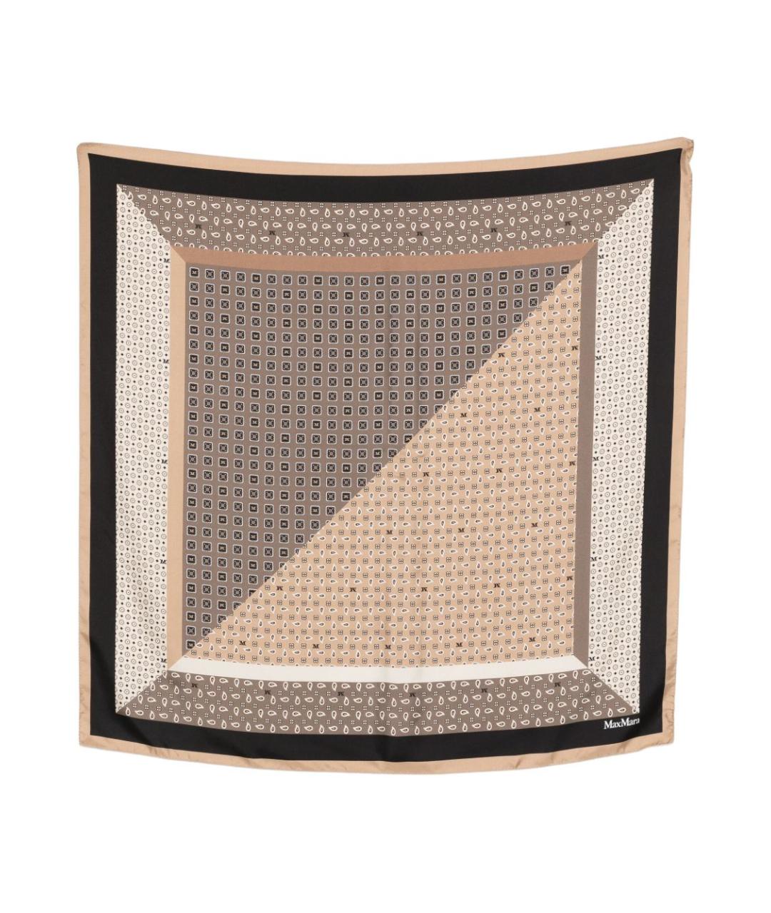 MAX MARA Бежевый шелковый платок, фото 1