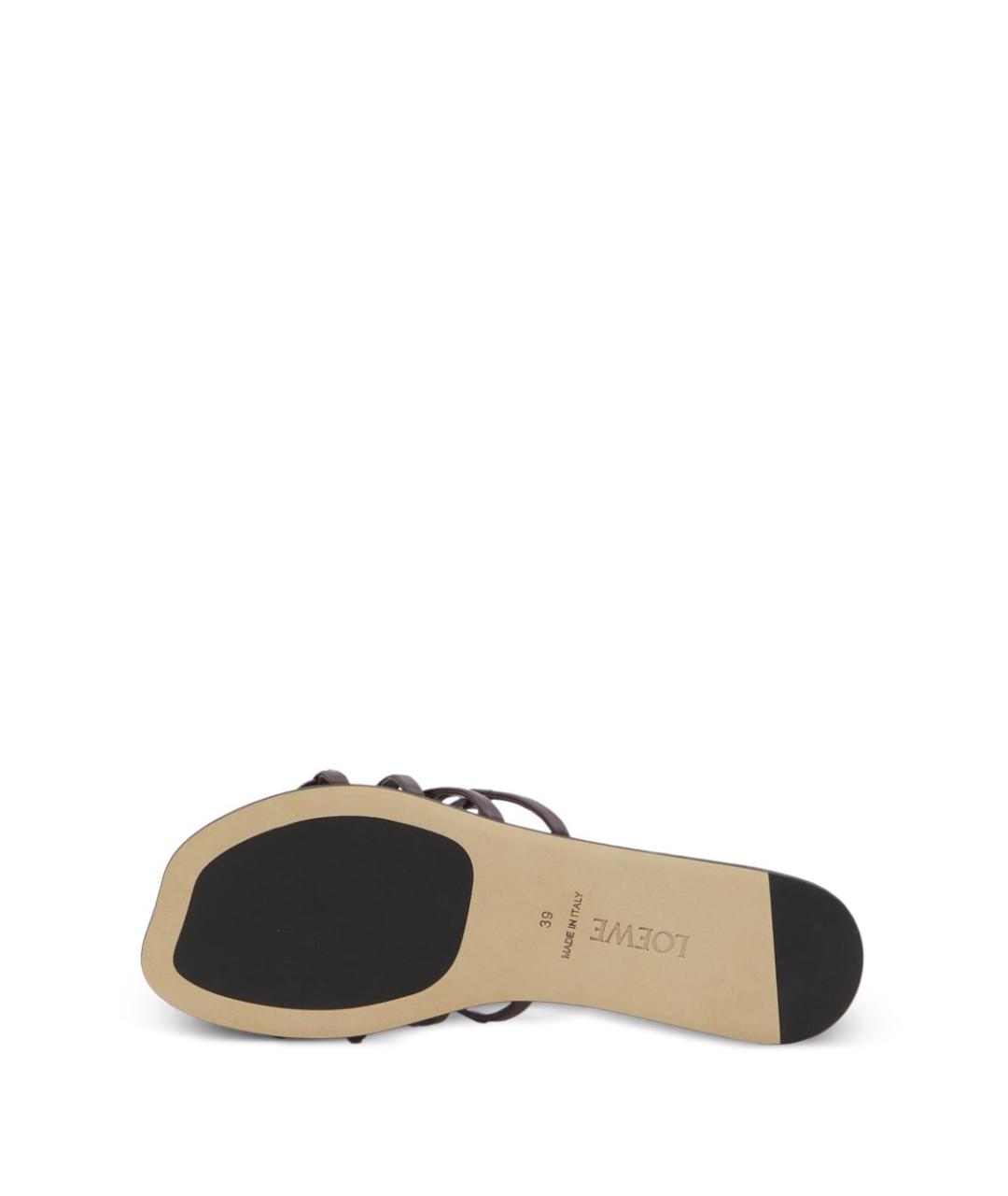 LOEWE Бордовые кожаные шлепанцы, фото 5