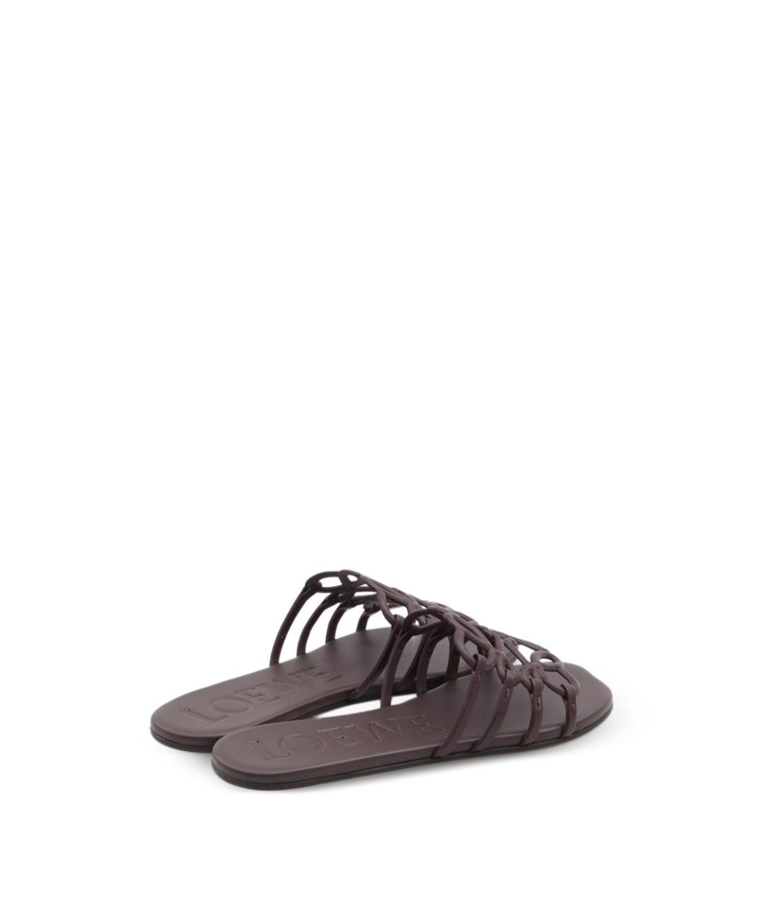 LOEWE Бордовые кожаные шлепанцы, фото 3