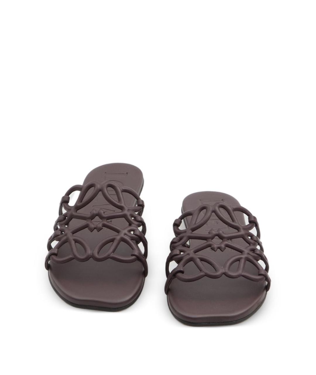 LOEWE Бордовые кожаные шлепанцы, фото 4