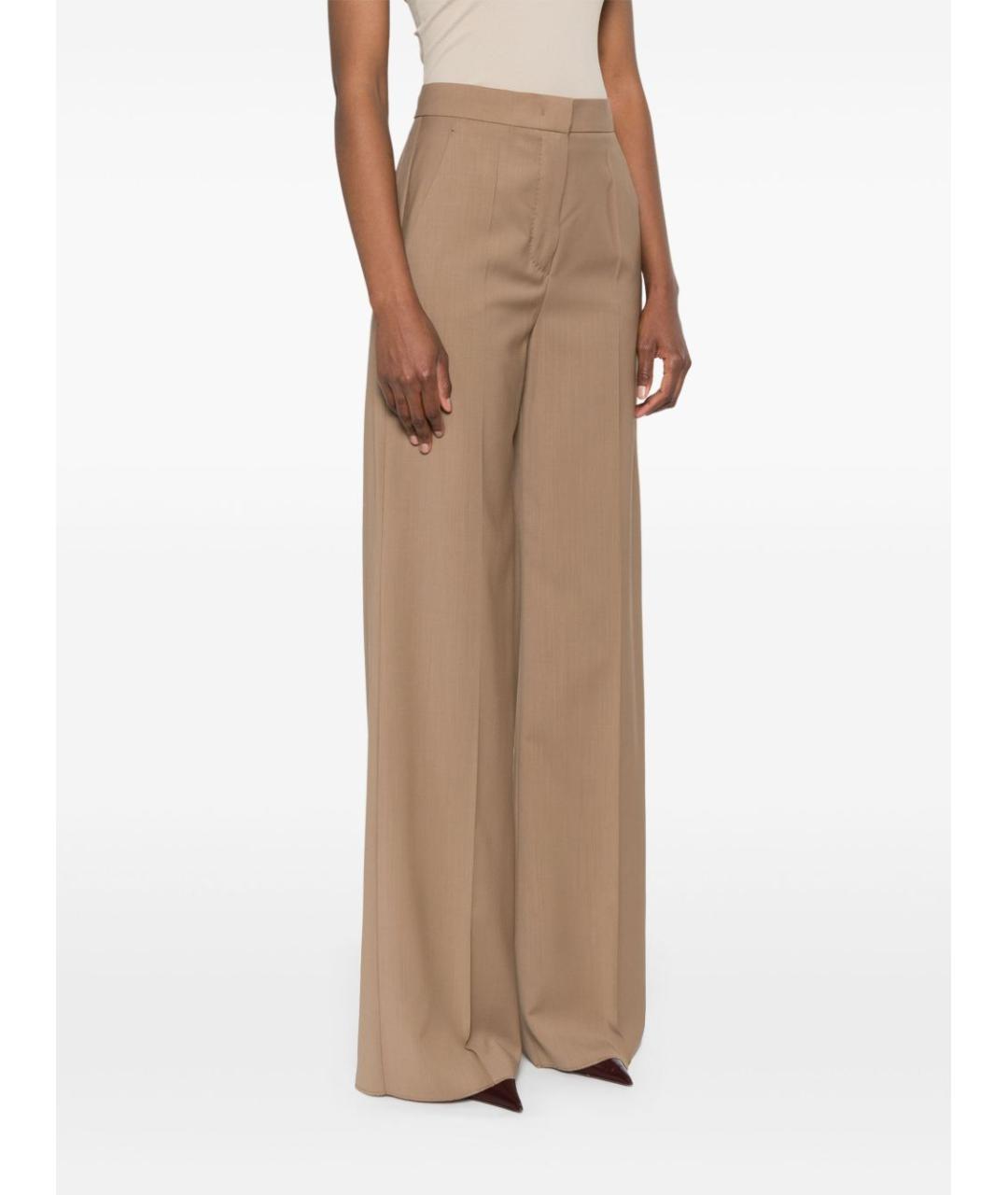 MAX MARA Коричневые шерстяные прямые брюки, фото 5