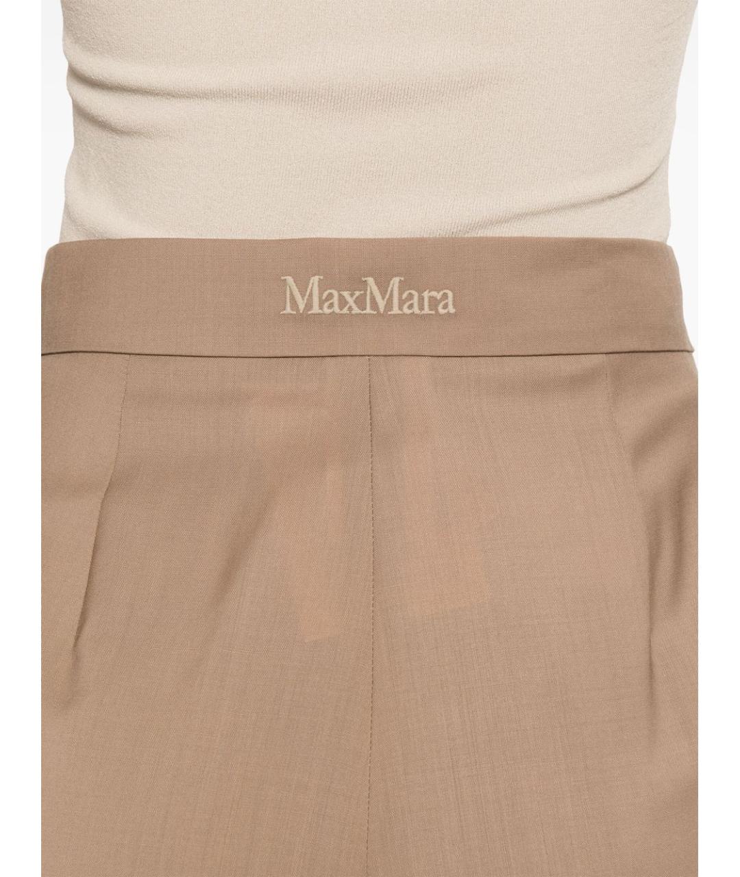 MAX MARA Коричневые шерстяные прямые брюки, фото 2