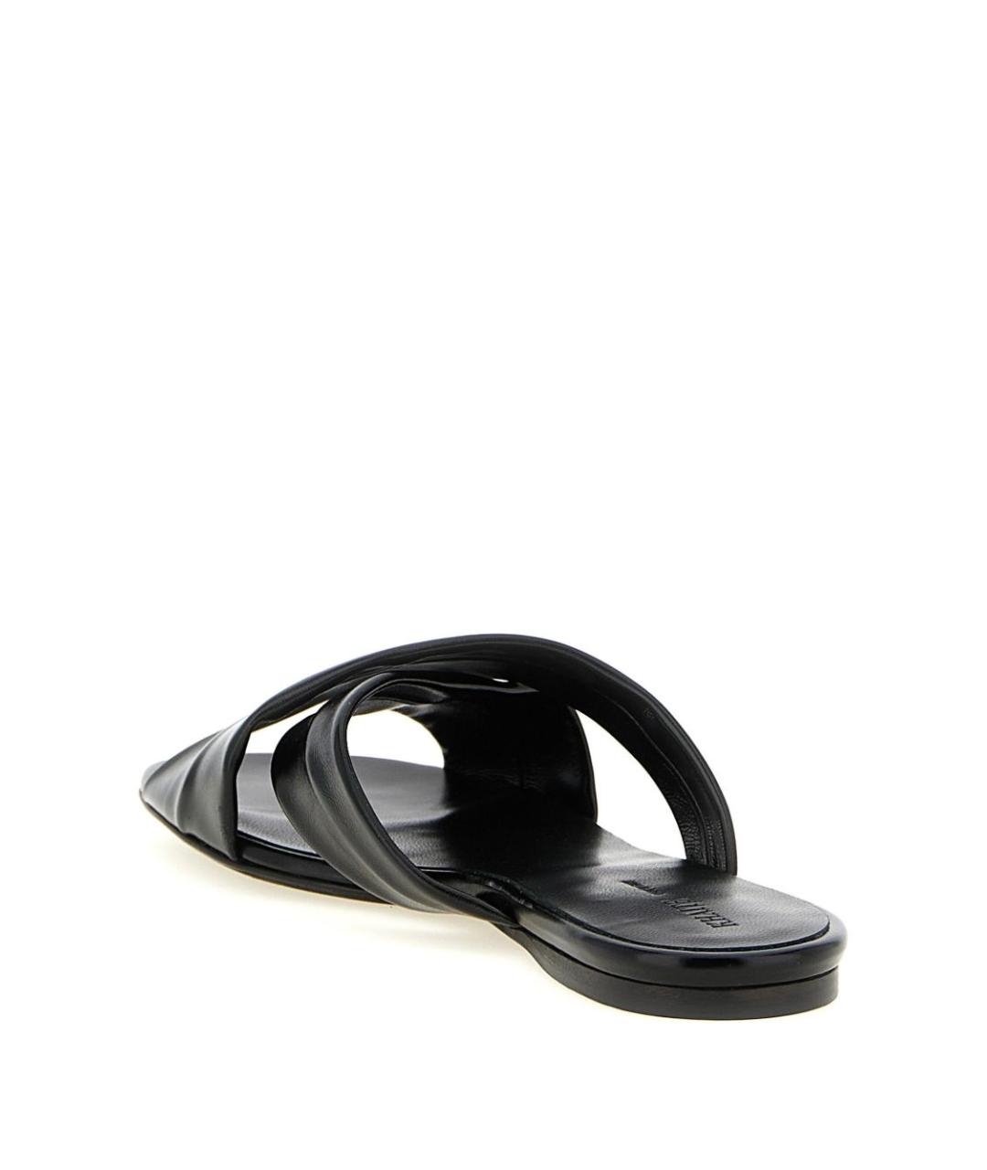 KHAITE Черные кожаные шлепанцы, фото 2