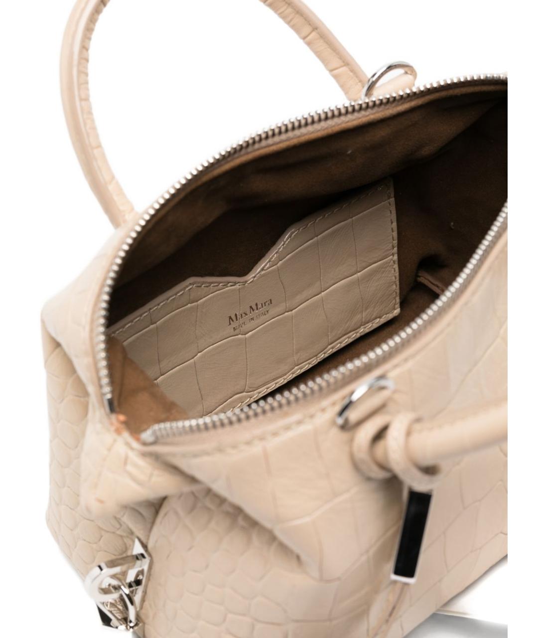 MAX MARA Бежевая кожаная сумка тоут, фото 3