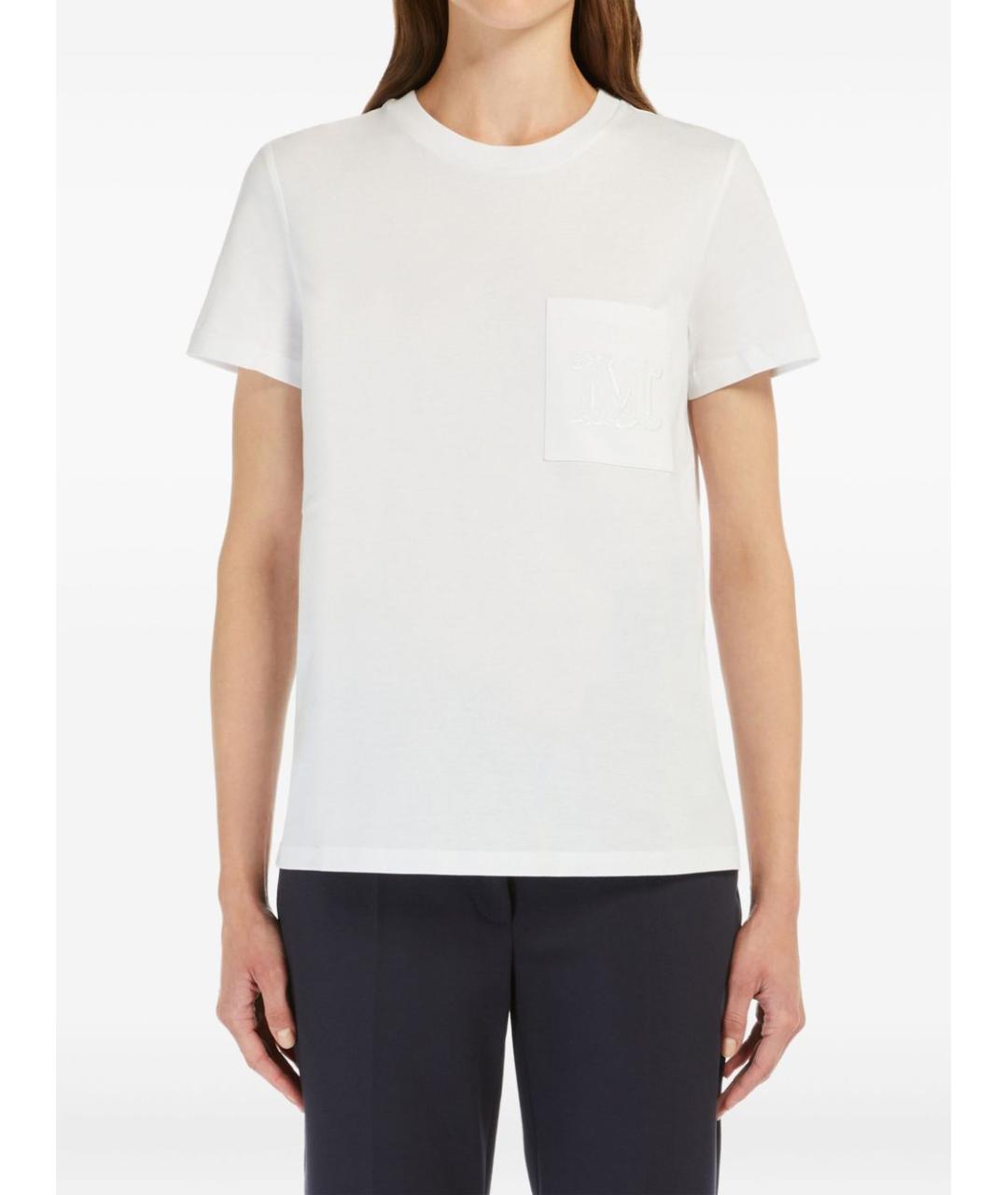 MAX MARA Белая хлопковая футболка, фото 3