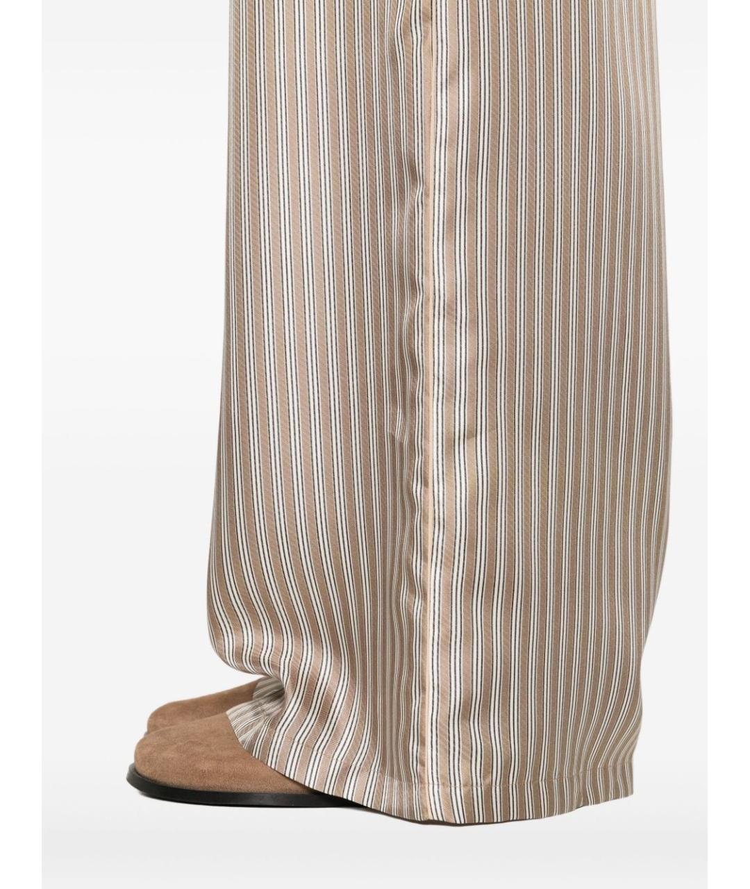 MAX MARA Бежевые шелковые брюки широкие, фото 3
