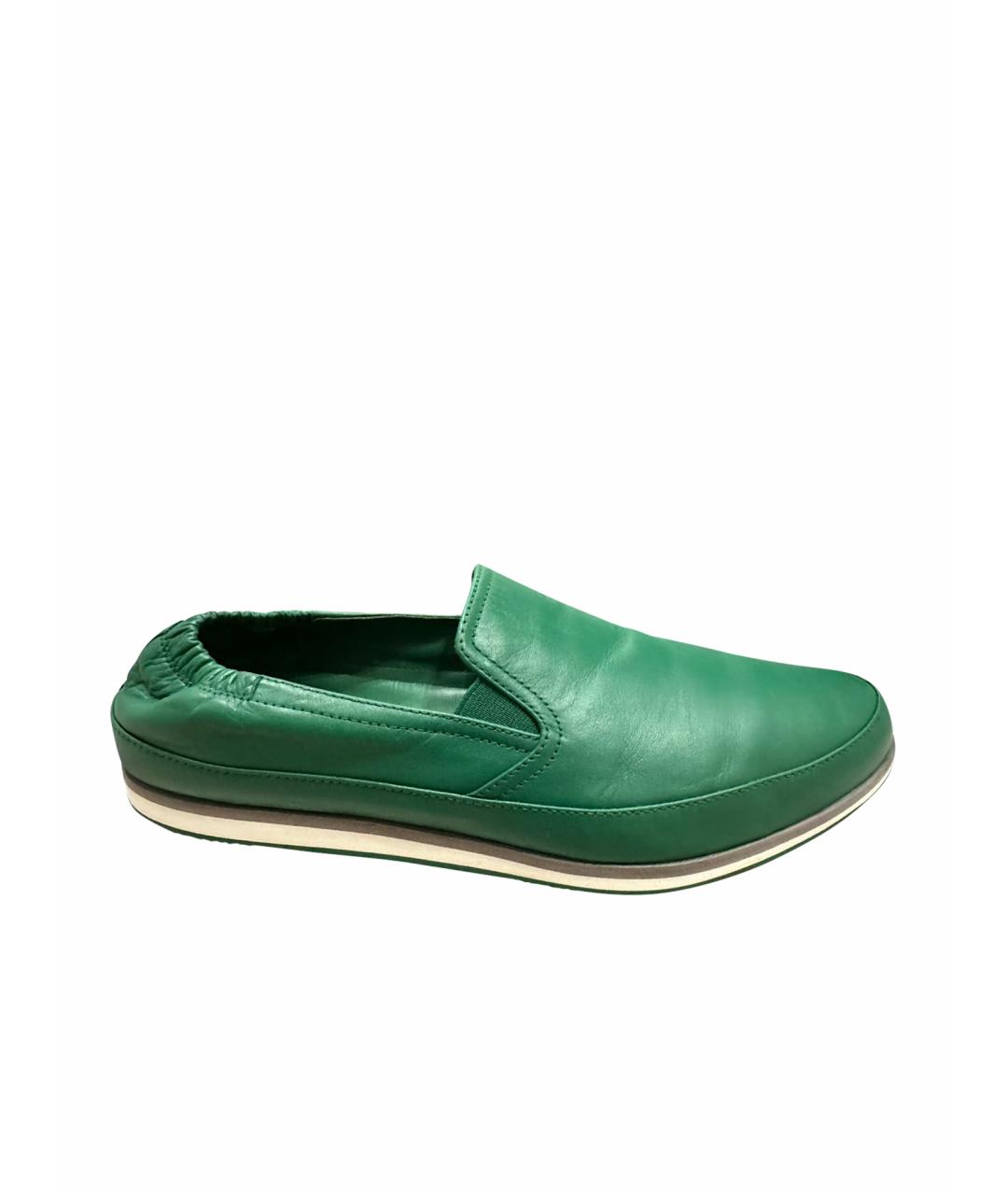 PRADA Зеленые кожаные лоферы, фото 1