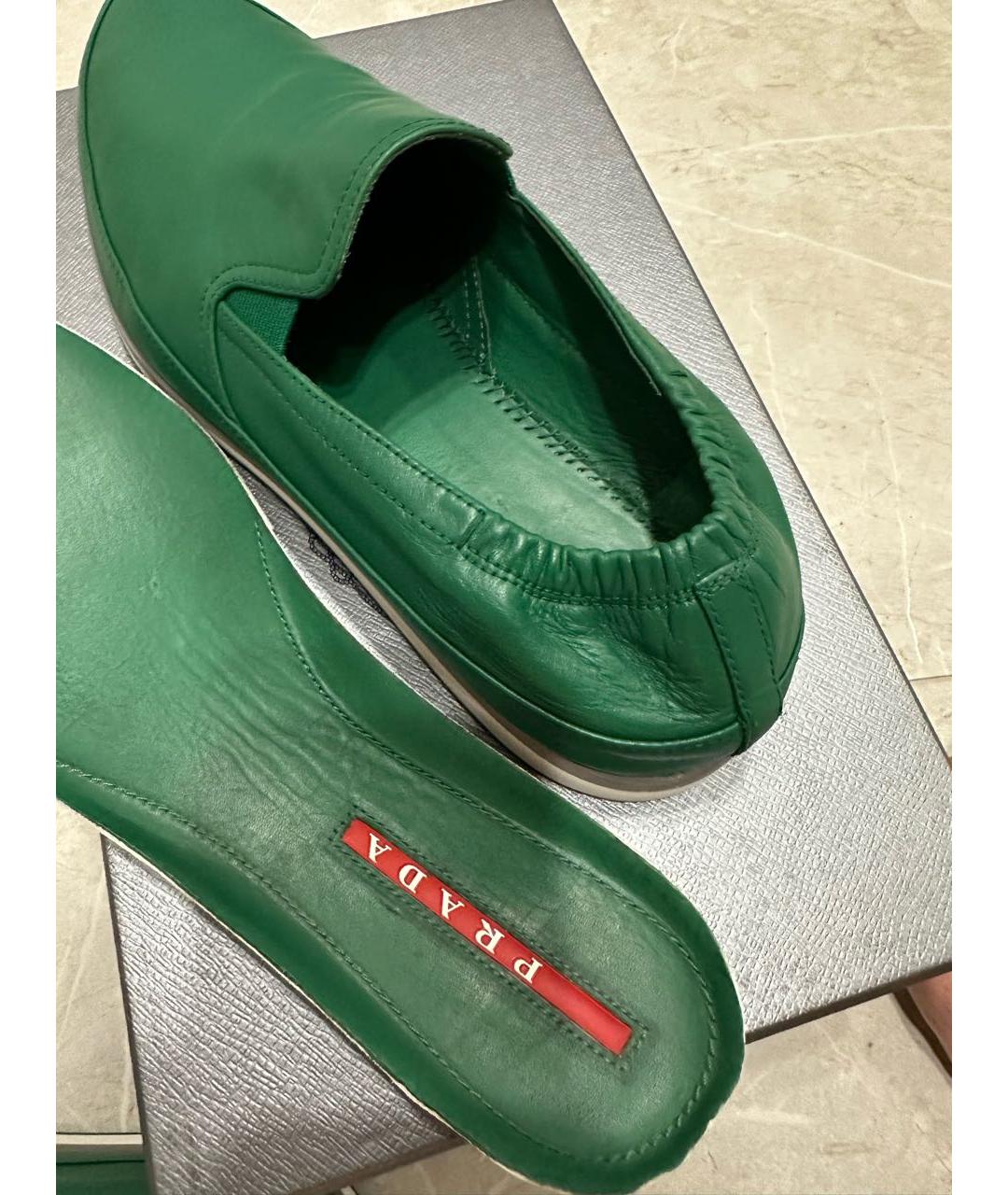PRADA Зеленые кожаные лоферы, фото 4