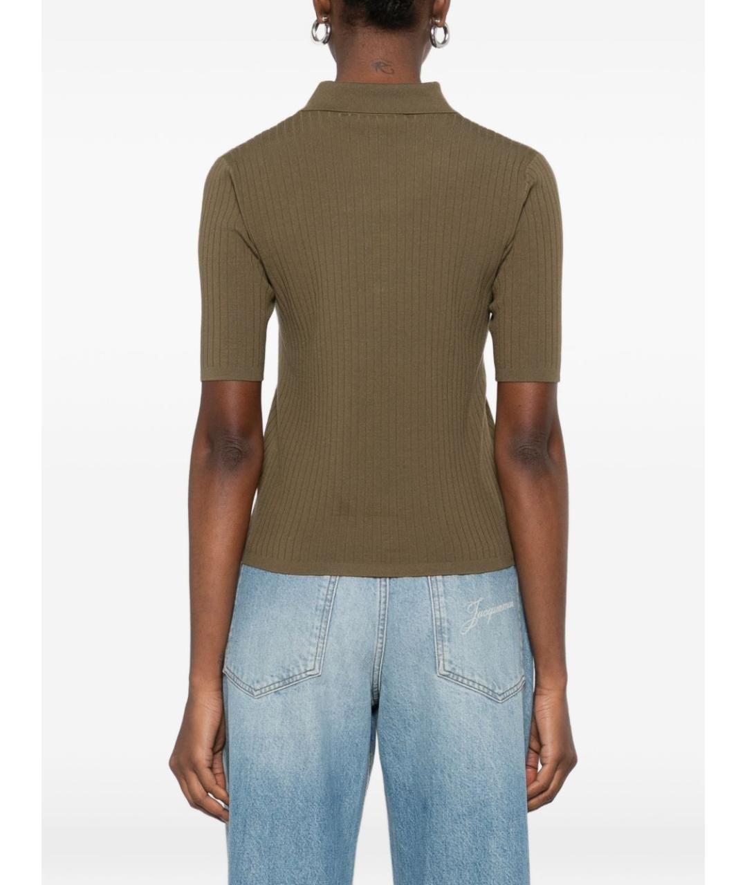 MAX MARA Хаки вискозная футболка, фото 2