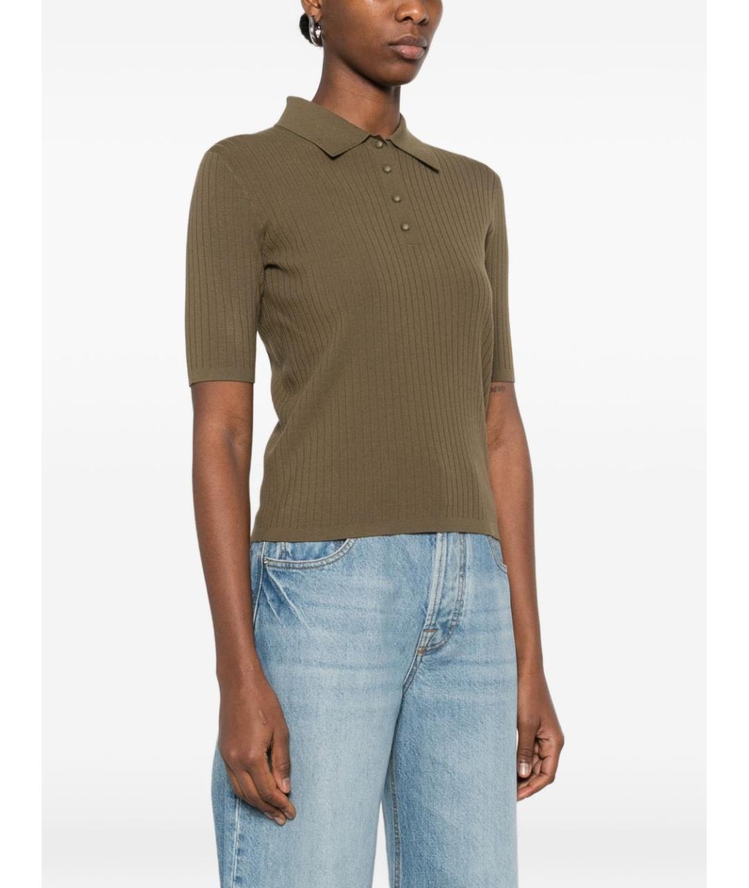 MAX MARA Хаки вискозная футболка, фото 3