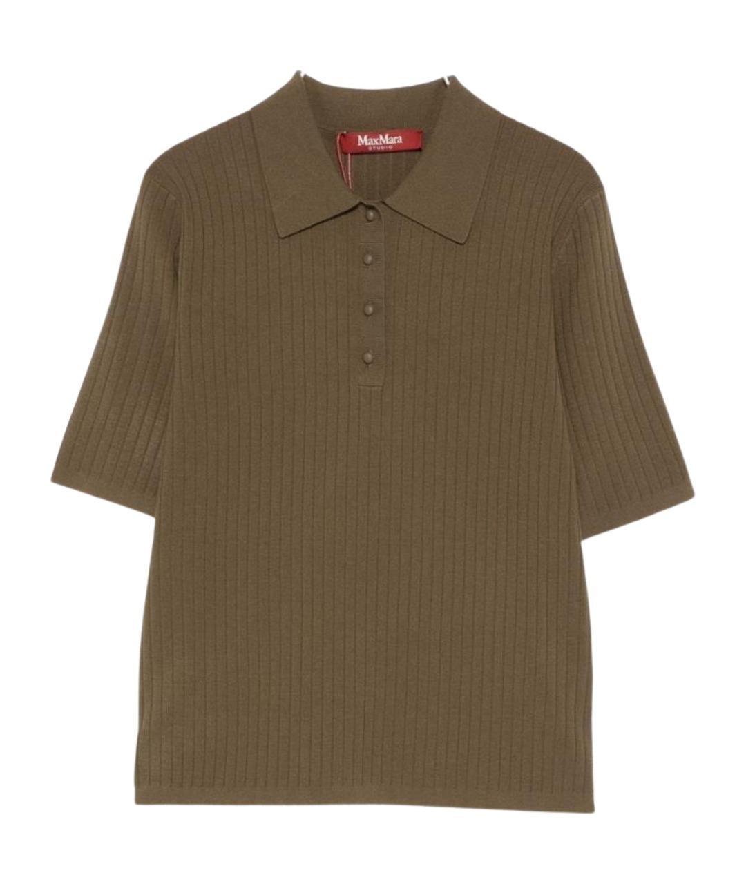 MAX MARA Хаки вискозная футболка, фото 1