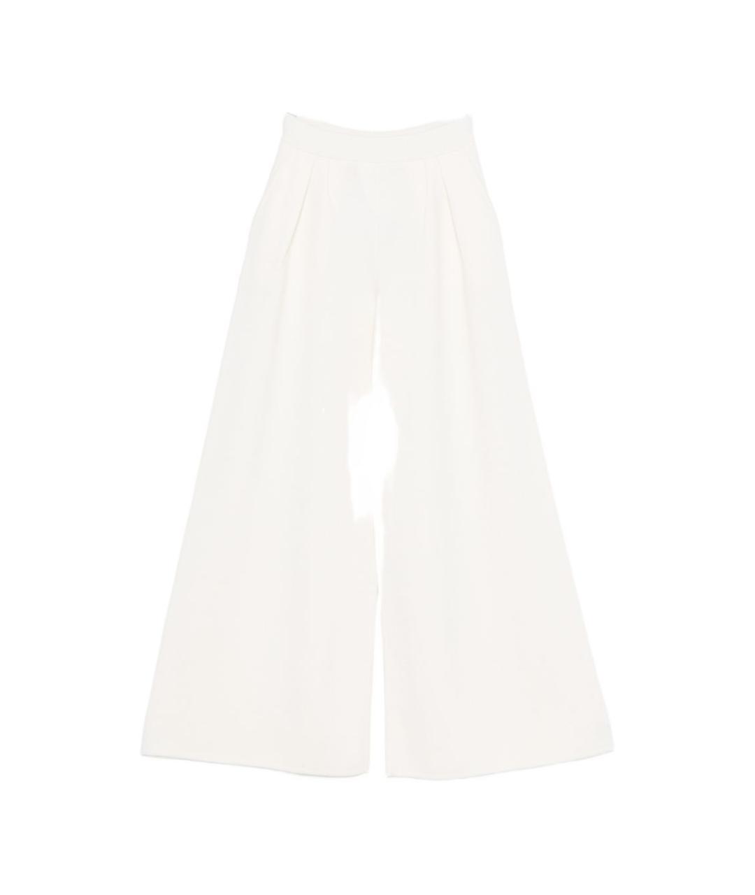 MAX MARA Белые шерстяные брюки широкие, фото 1