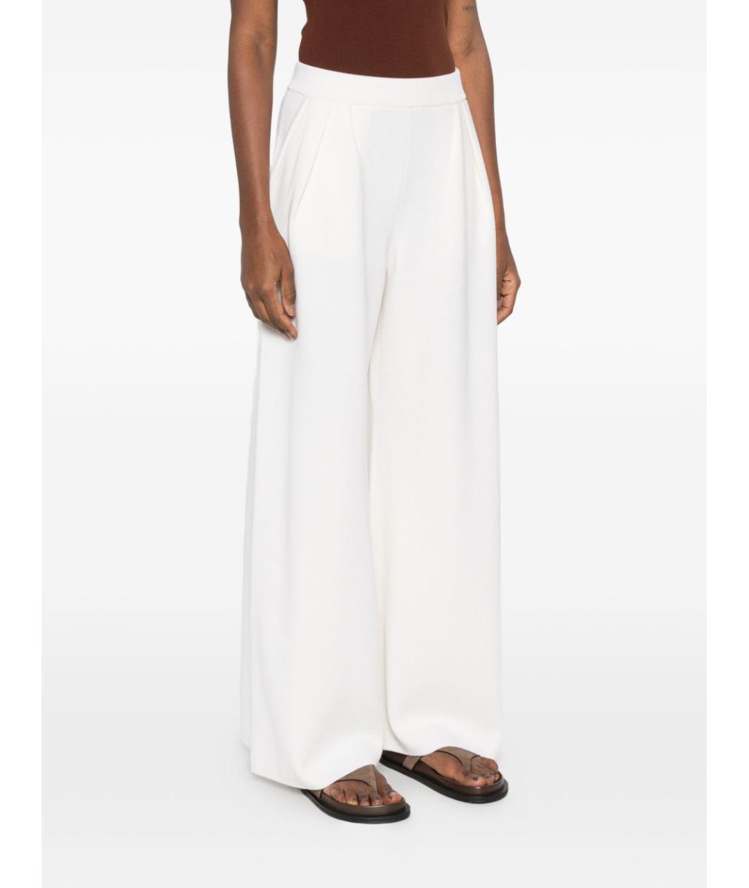 MAX MARA Белые шерстяные брюки широкие, фото 4