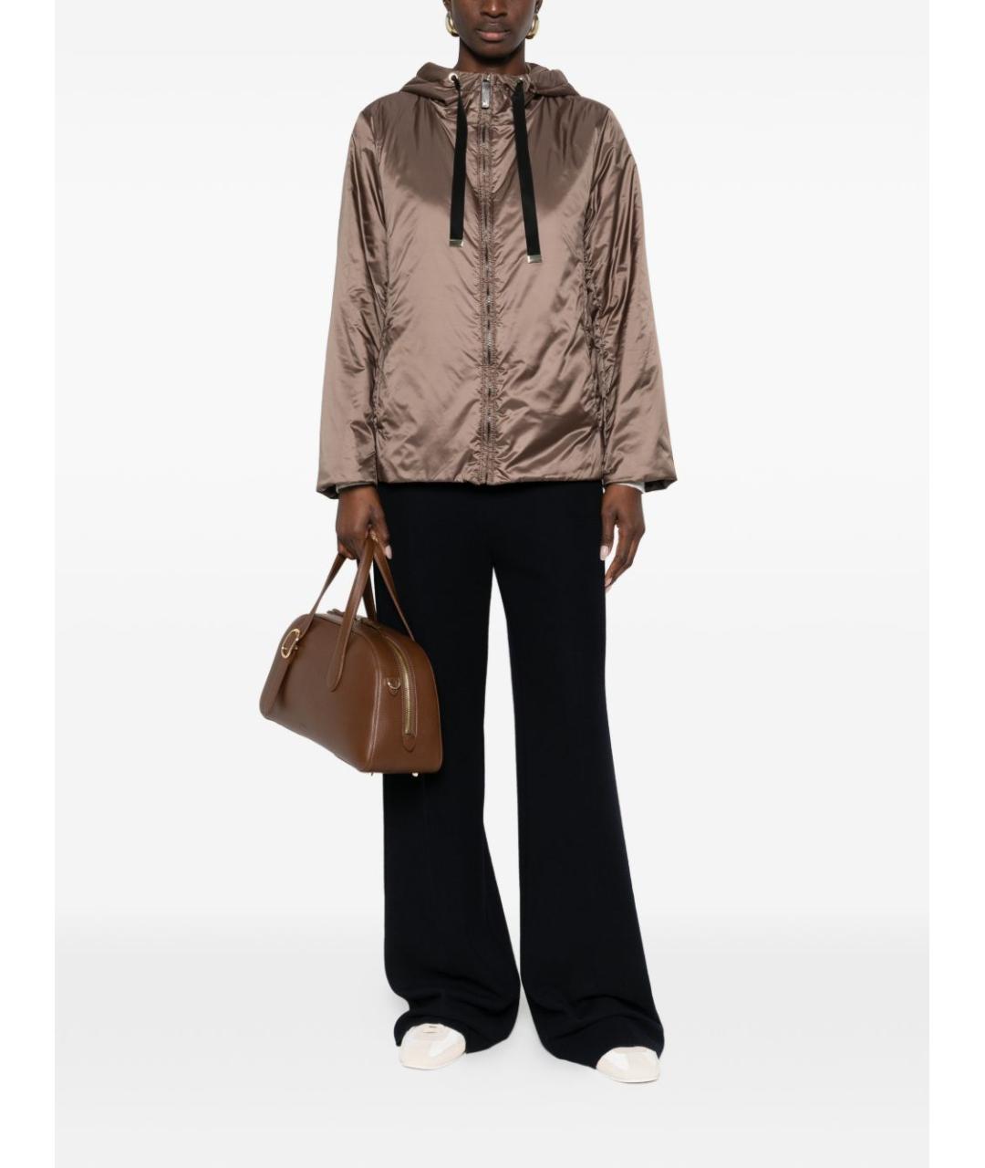 MAX MARA Коричневая полиэстеровая куртка, фото 3