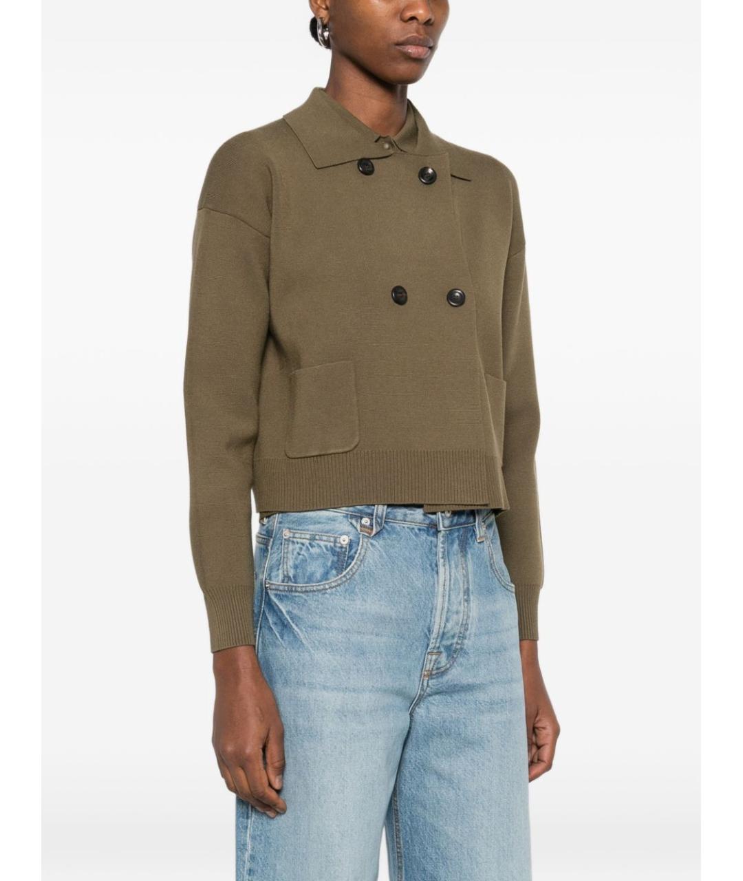 MAX MARA Хаки вискозная куртка, фото 2
