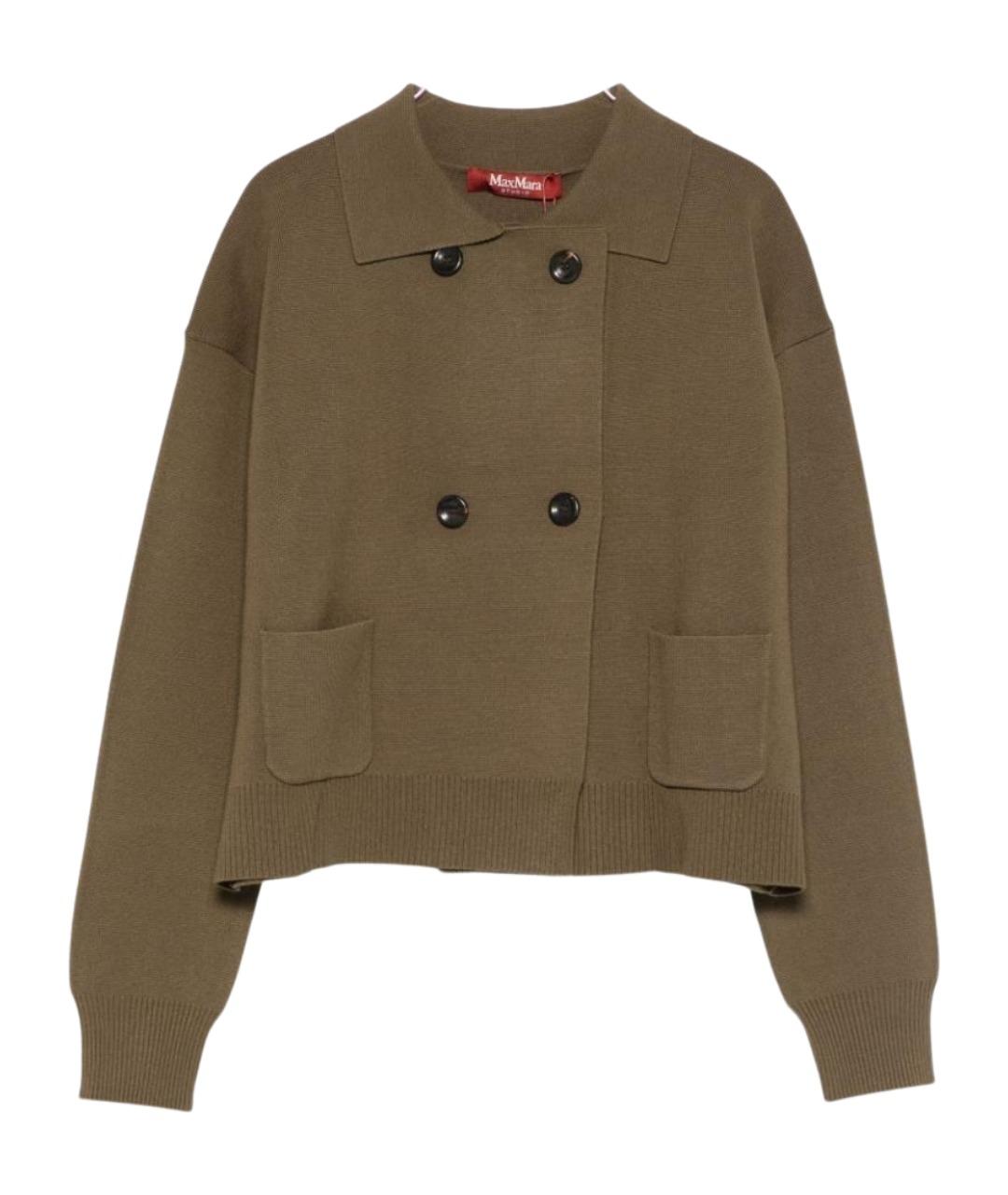 MAX MARA Хаки вискозная куртка, фото 1