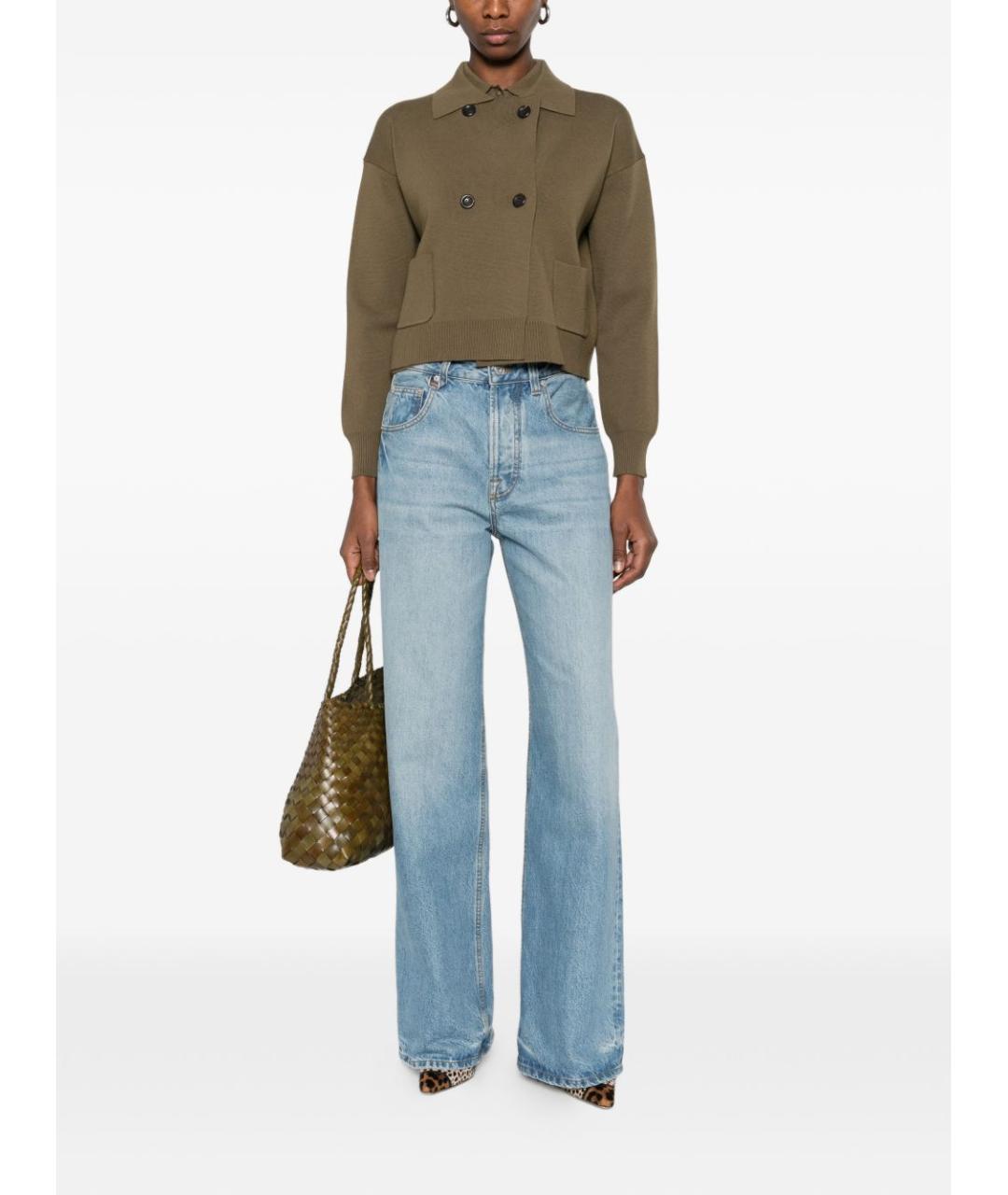 MAX MARA Хаки вискозная куртка, фото 4