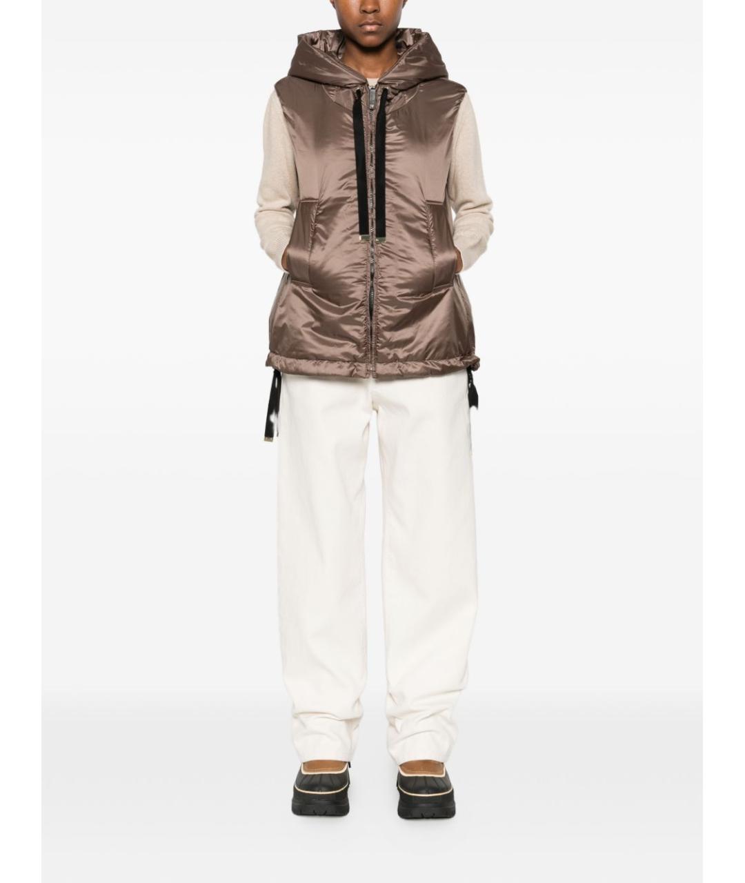 MAX MARA Коричневый полиэстеровый жилет, фото 4