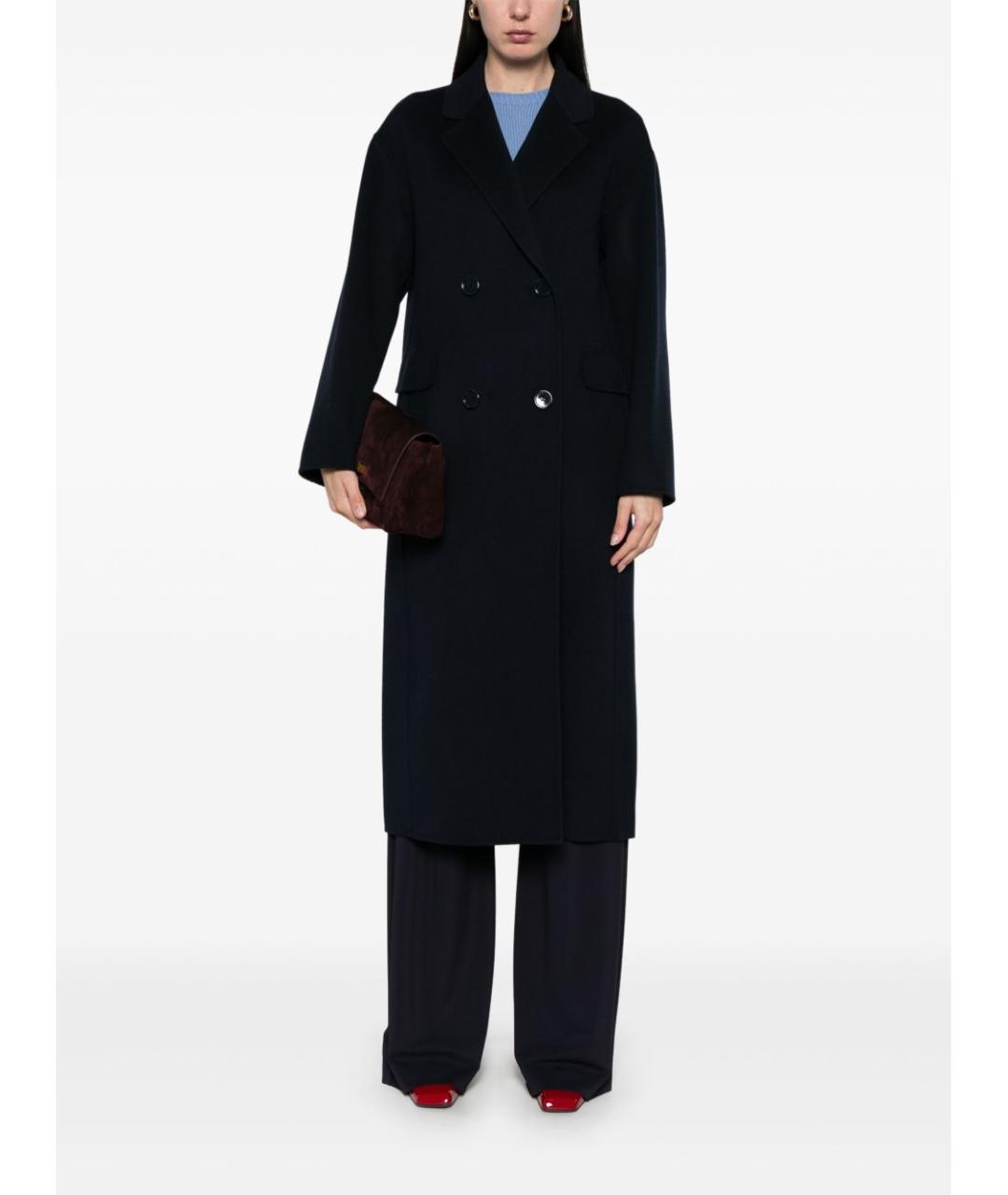 'S MAX MARA Темно-синее шерстяное пальто, фото 4
