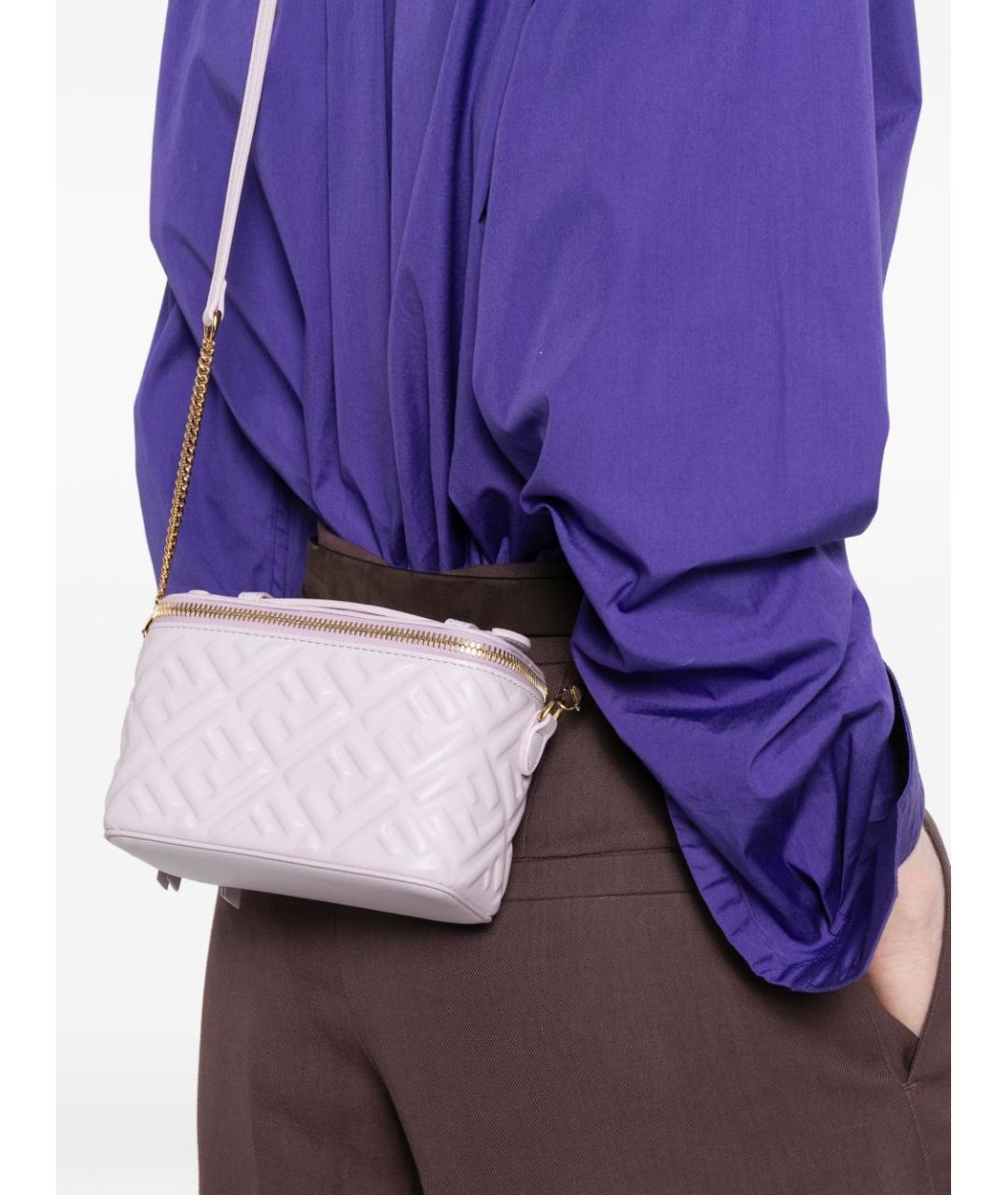 FENDI Розовая кожаная сумка через плечо, фото 4