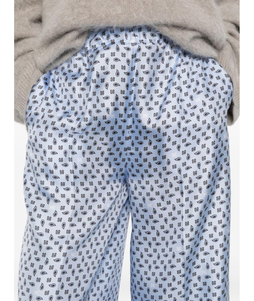 MAX MARA Голубые шелковые брюки широкие, фото 3