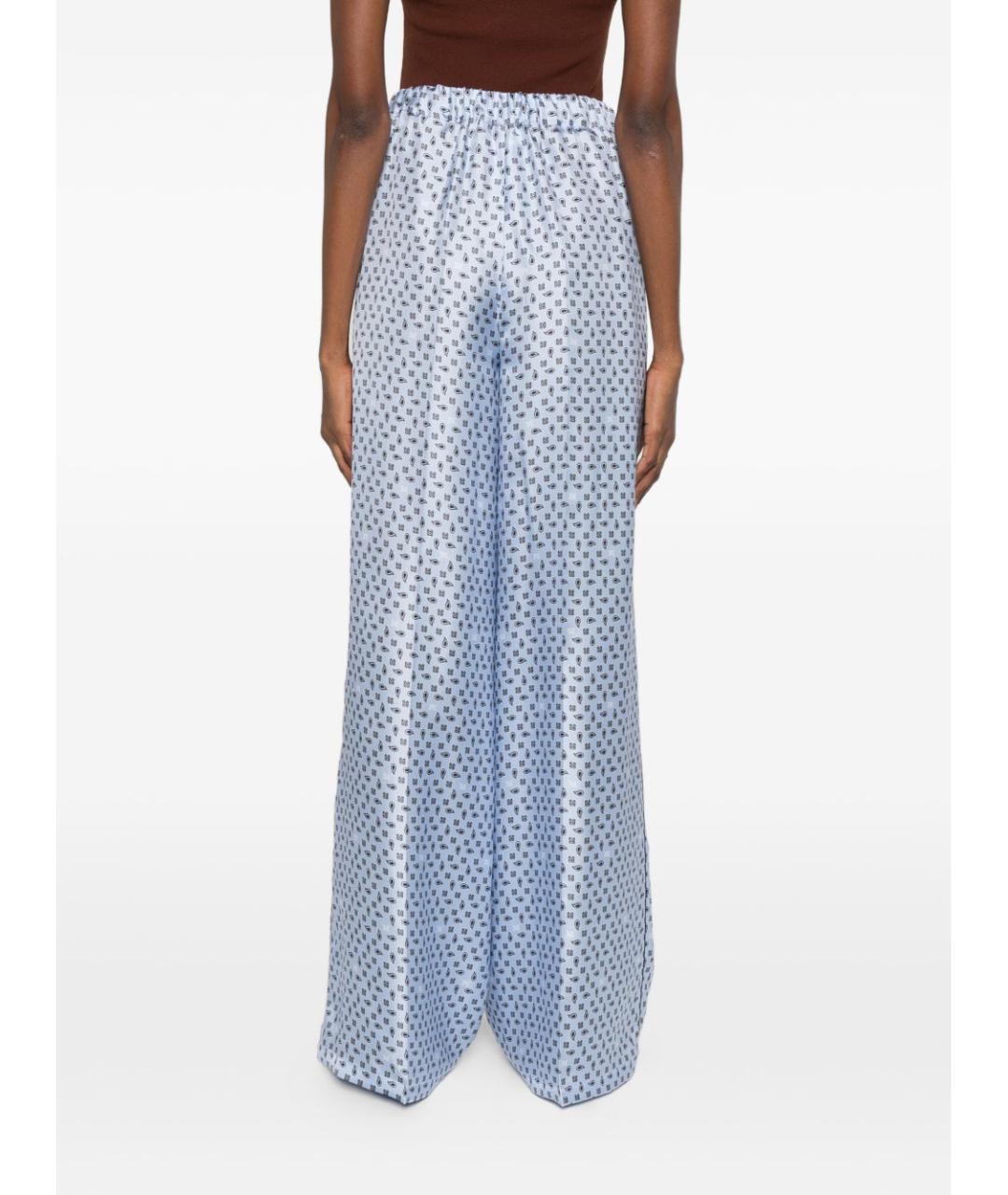 MAX MARA Голубые шелковые брюки широкие, фото 5