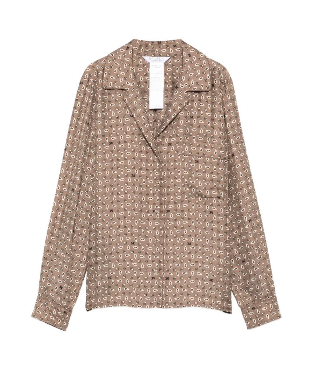 MAX MARA Коричневая шелковая рубашка, фото 1