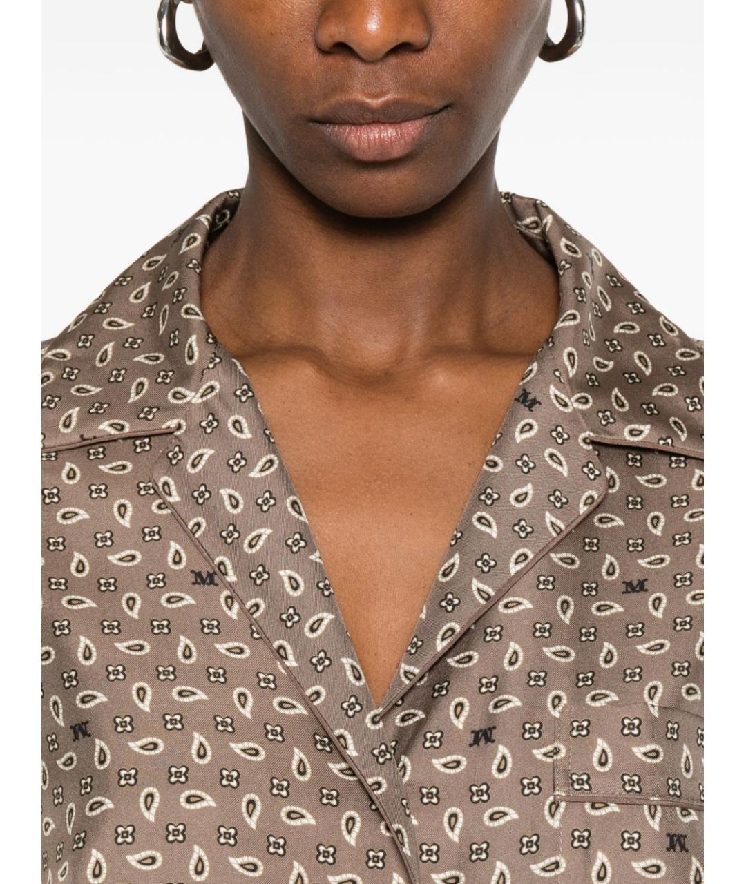 MAX MARA Коричневая шелковая рубашка, фото 4