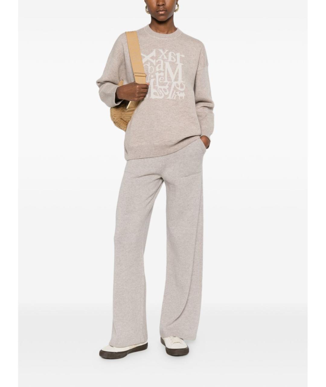 'S MAX MARA Бежевый шерстяной джемпер / свитер, фото 3