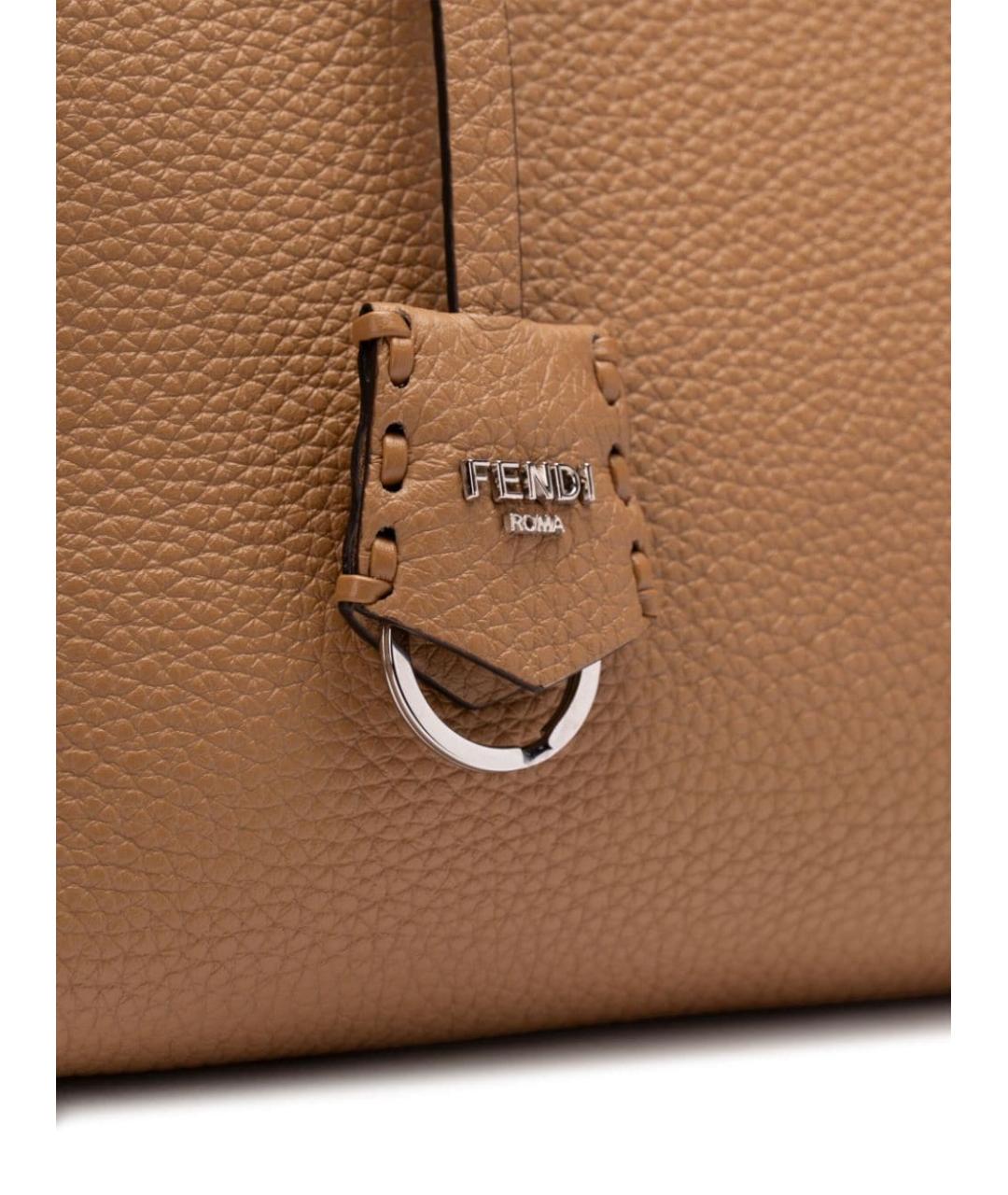 FENDI Бежевая кожаная сумка через плечо, фото 4