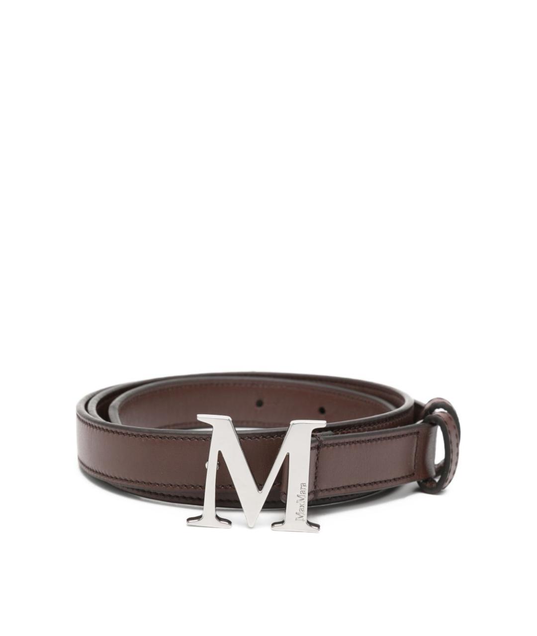 MAX MARA Коричневый кожаный ремень, фото 1
