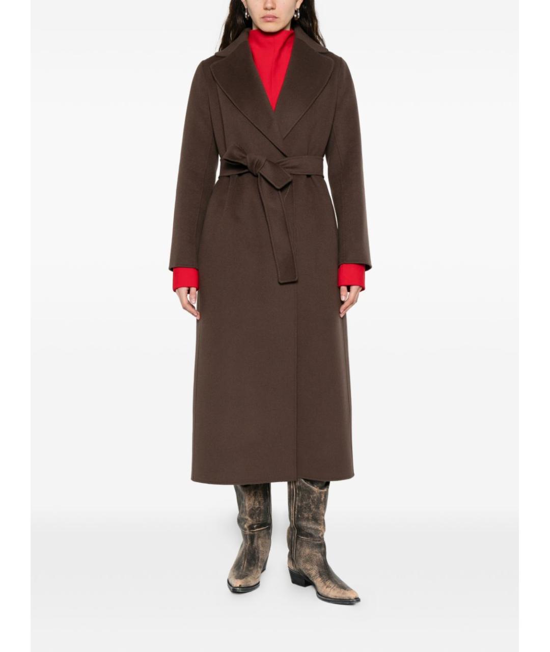'S MAX MARA Коричневое шерстяное пальто, фото 5