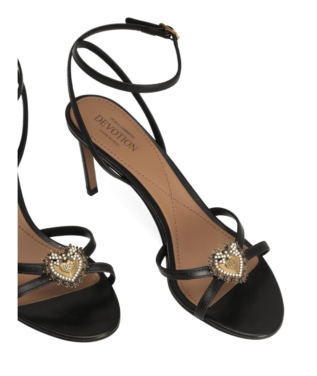 DOLCE&GABBANA Черные кожаные босоножки, фото 3