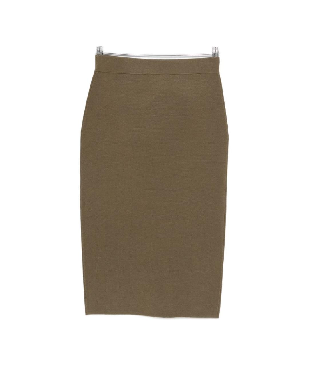 MAX MARA Хаки вискозная юбка миди, фото 6