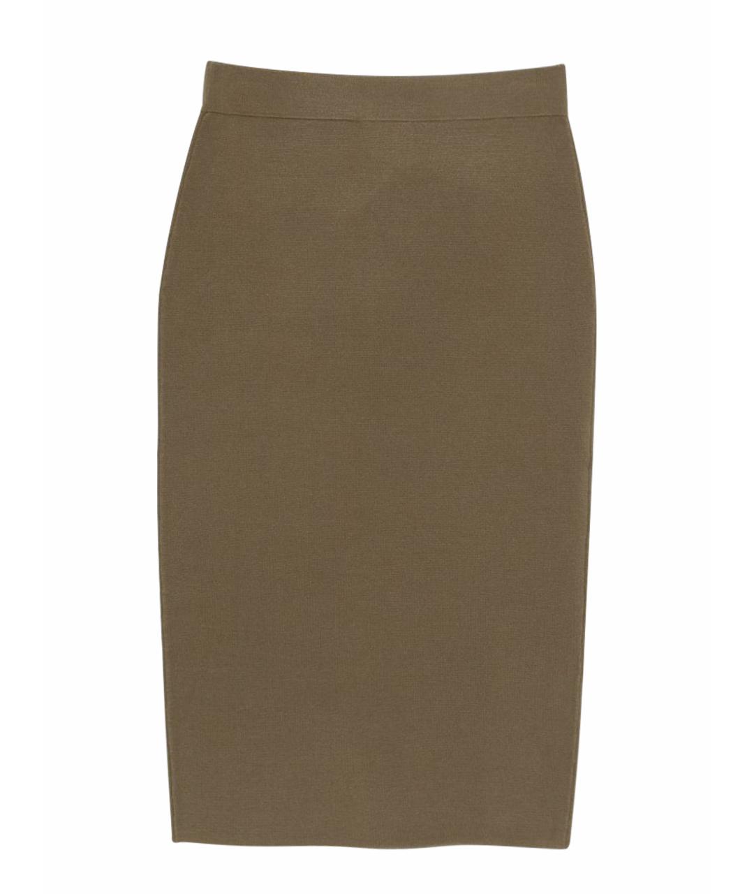MAX MARA Хаки вискозная юбка миди, фото 1