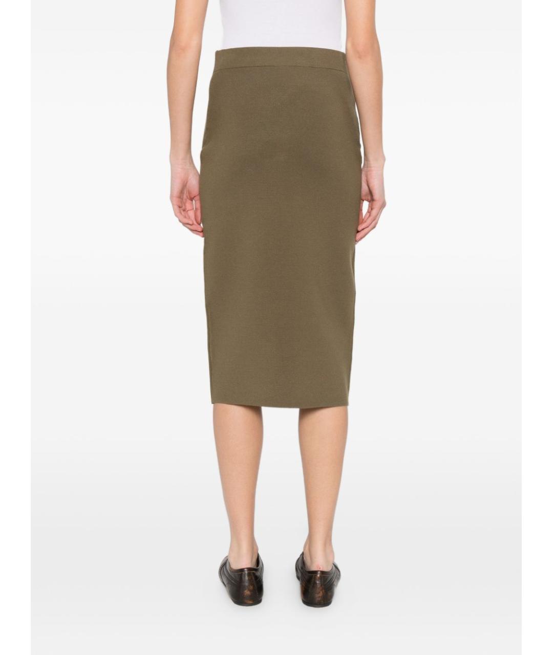 MAX MARA Хаки вискозная юбка миди, фото 2