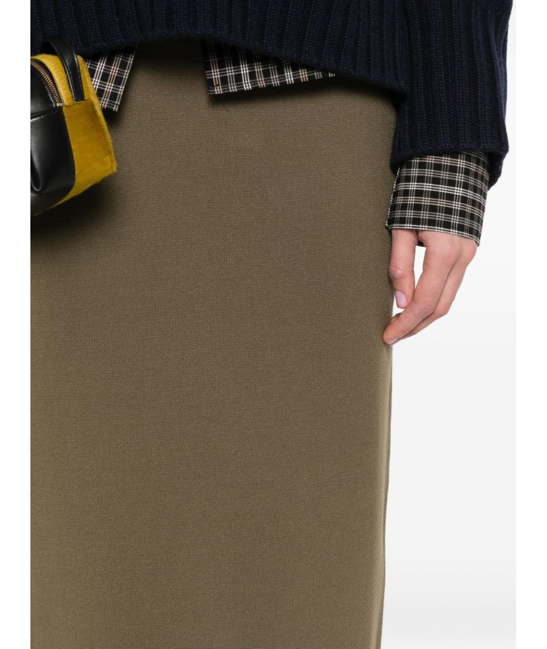 MAX MARA Хаки вискозная юбка миди, фото 3