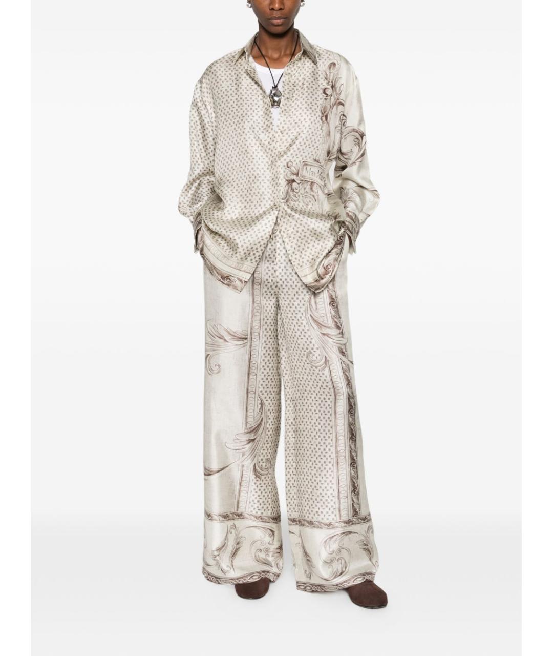 MAX MARA Бежевая шелковая рубашка, фото 2