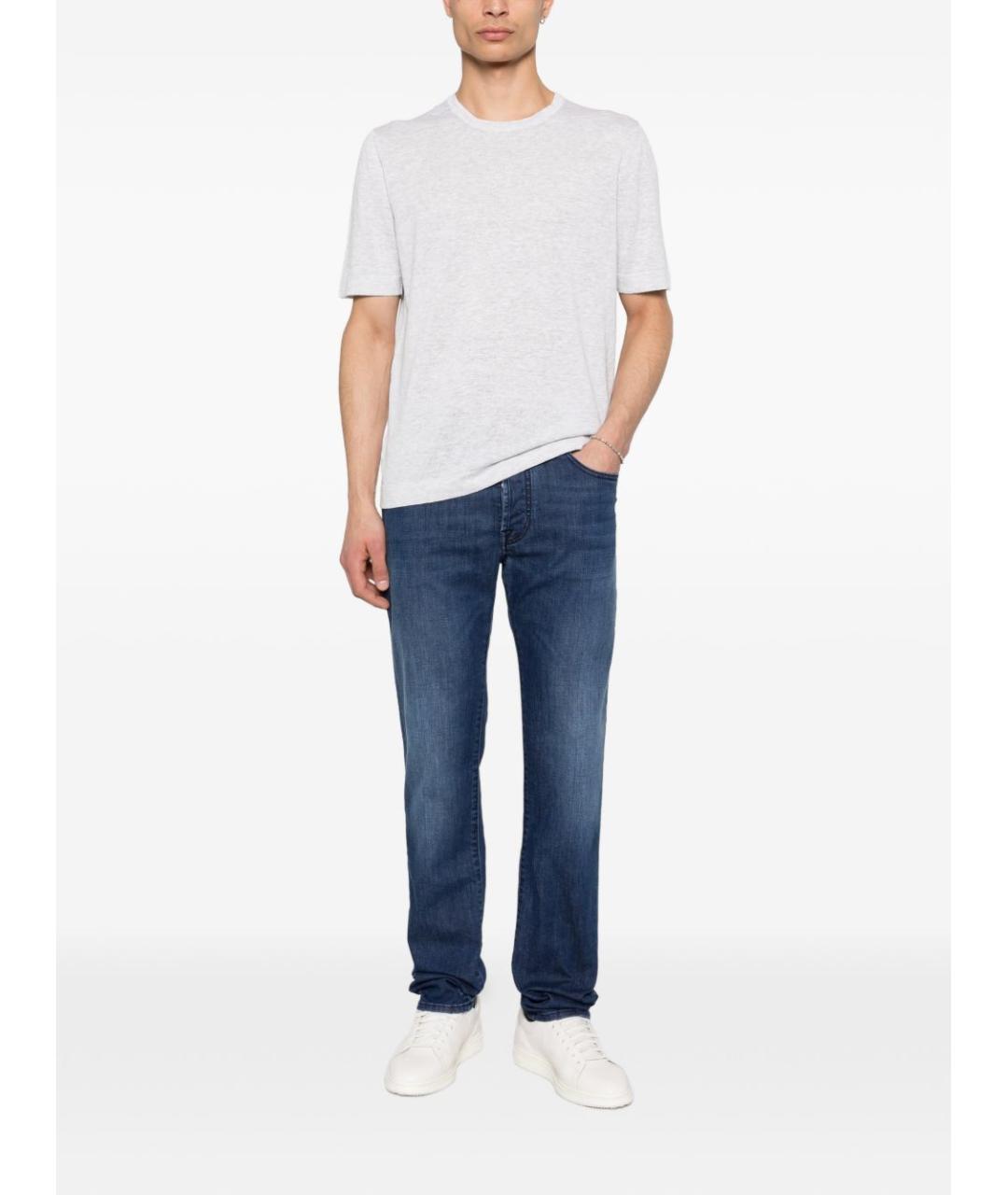JACOB COHEN Синие хлопковые прямые джинсы, фото 3