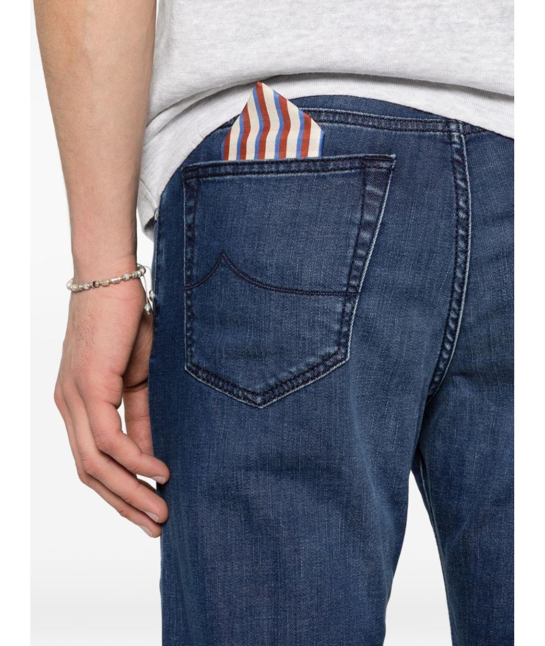 JACOB COHEN Синие хлопковые прямые джинсы, фото 2