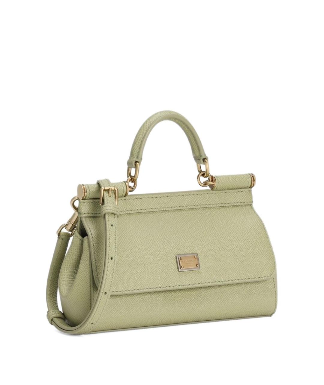 DOLCE&GABBANA Зеленая кожаная сумка тоут, фото 4