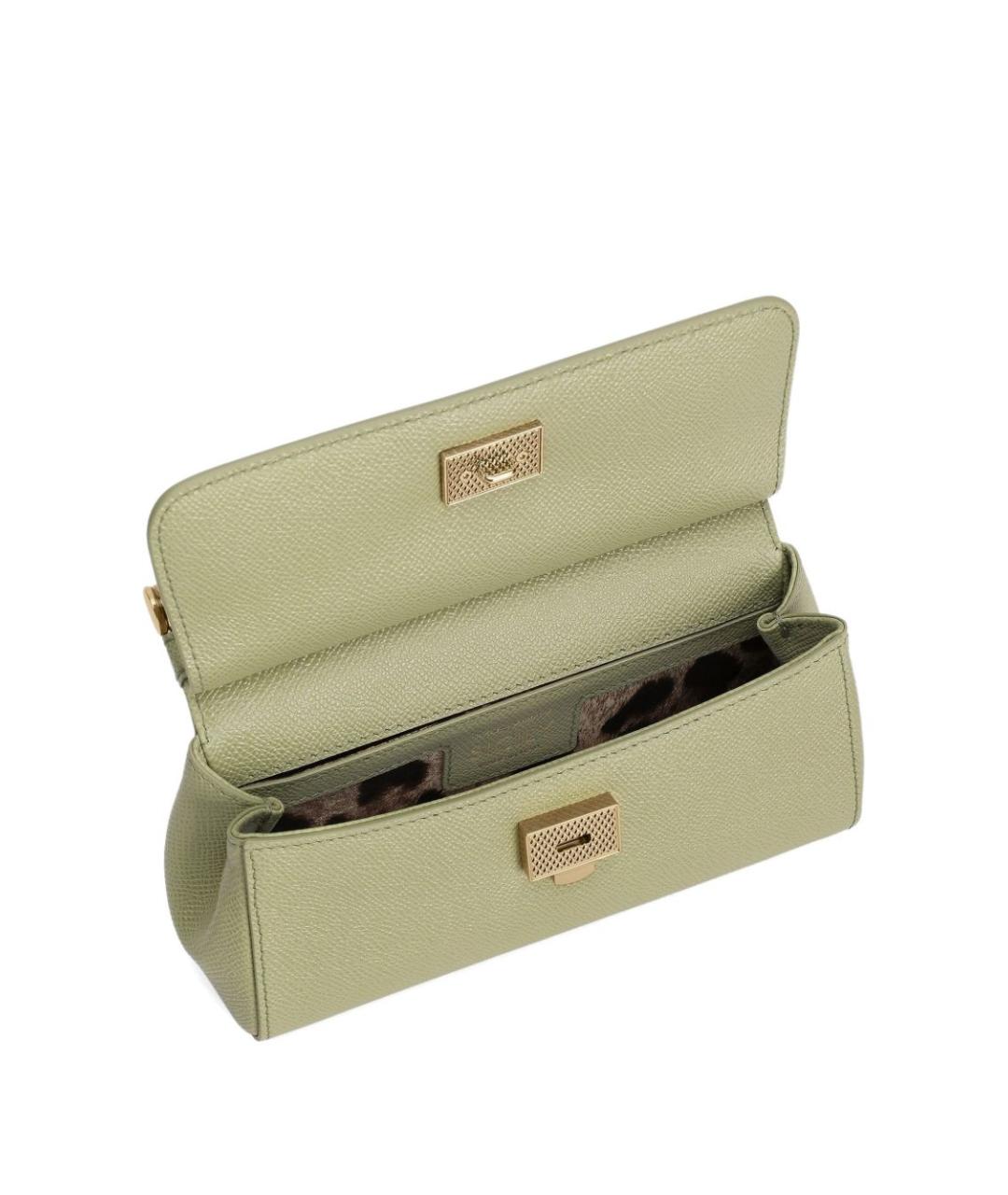 DOLCE&GABBANA Зеленая кожаная сумка тоут, фото 5