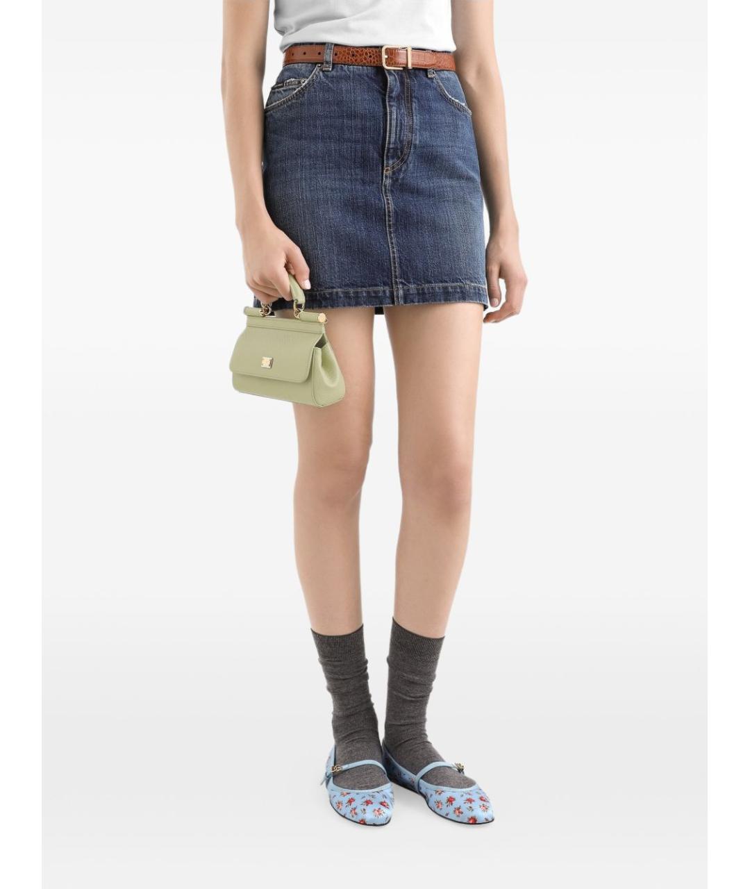 DOLCE&GABBANA Зеленая кожаная сумка тоут, фото 3