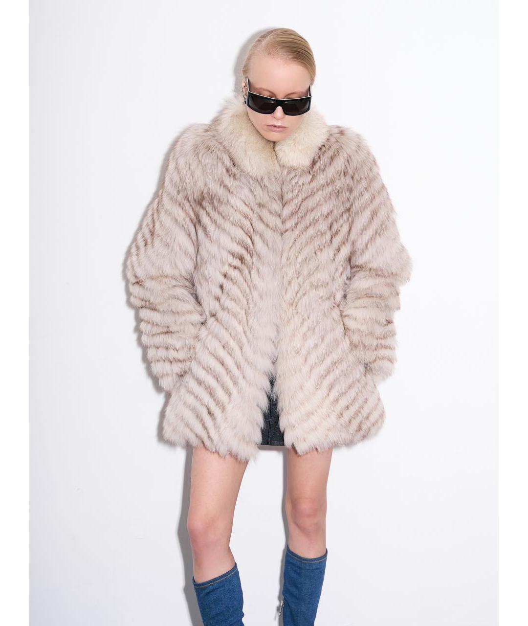 SAGA Бежевая меховая шуба, фото 2