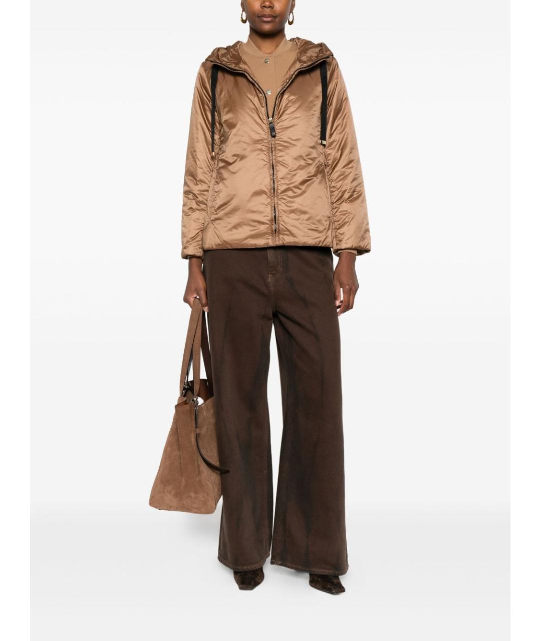 MAX MARA Коричневая полиэстеровая куртка, фото 3