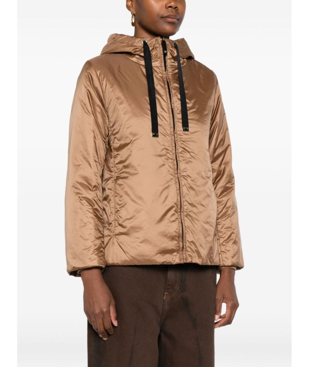 MAX MARA Коричневая полиэстеровая куртка, фото 2